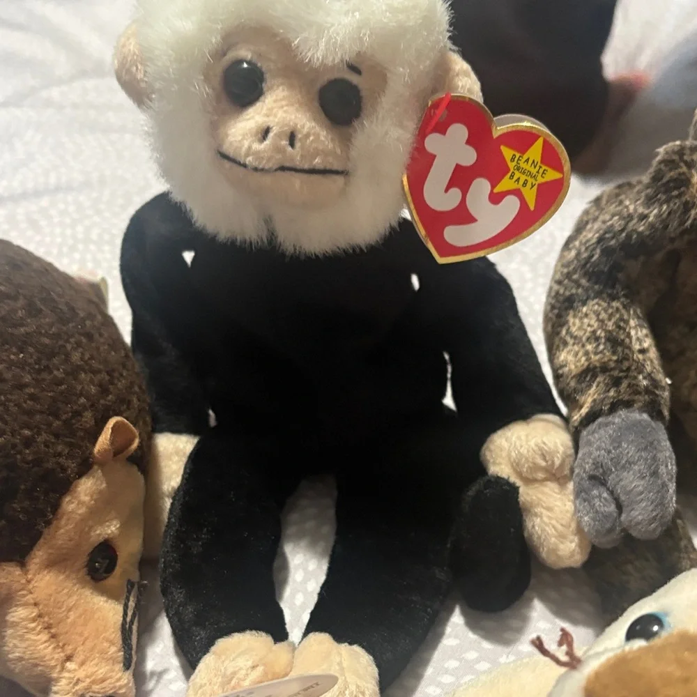 Ty Plush Beanie Buddies - Black Monkey, Brown Sloth, Purple Bunny & More